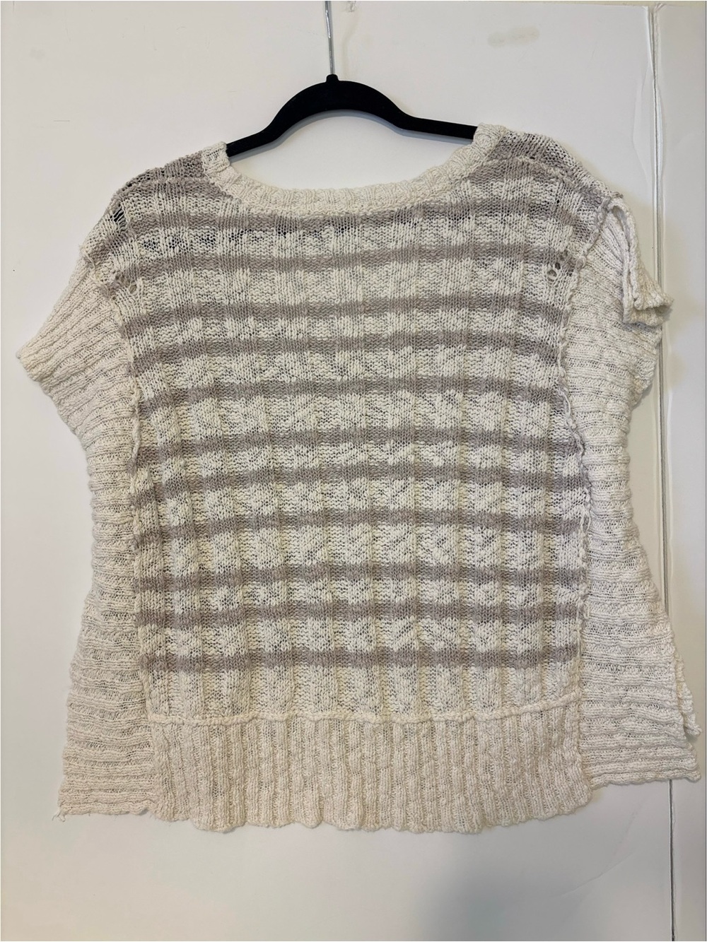 Free People Cream and Taupe Striped Scoop-Neck Sweater - Picture 2 of 4